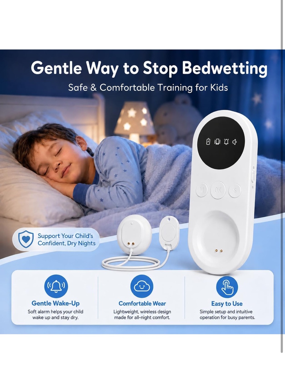Wireless Bedwetting Alarm AS09 Bed Wetting Alarm for Boys and Girls